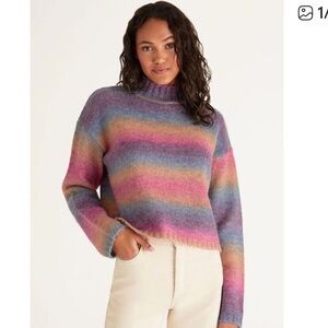 EUC Z Supply Luella Marled Sweater with a mock neck and a multi-color design.